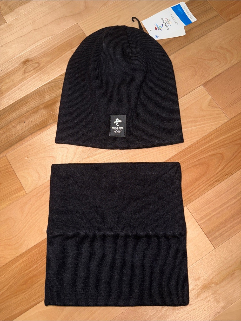 Official Black Winter Beanie & Neck Warmer Beijing 2022 Olympics -